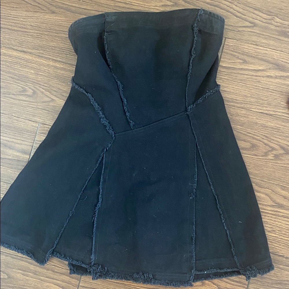 Medium UO Jasmin Denim Spliced Strapless Mini Dress